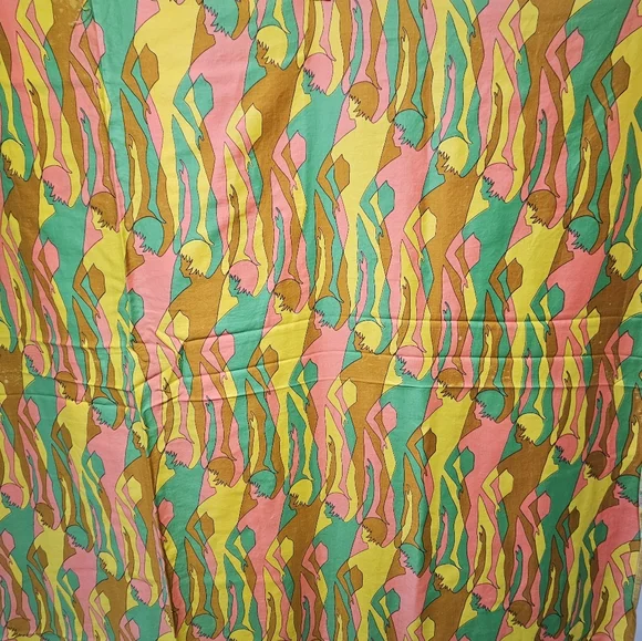 1960s vintage Psychedelic Fabric novelty figural - Picture 2 of 5